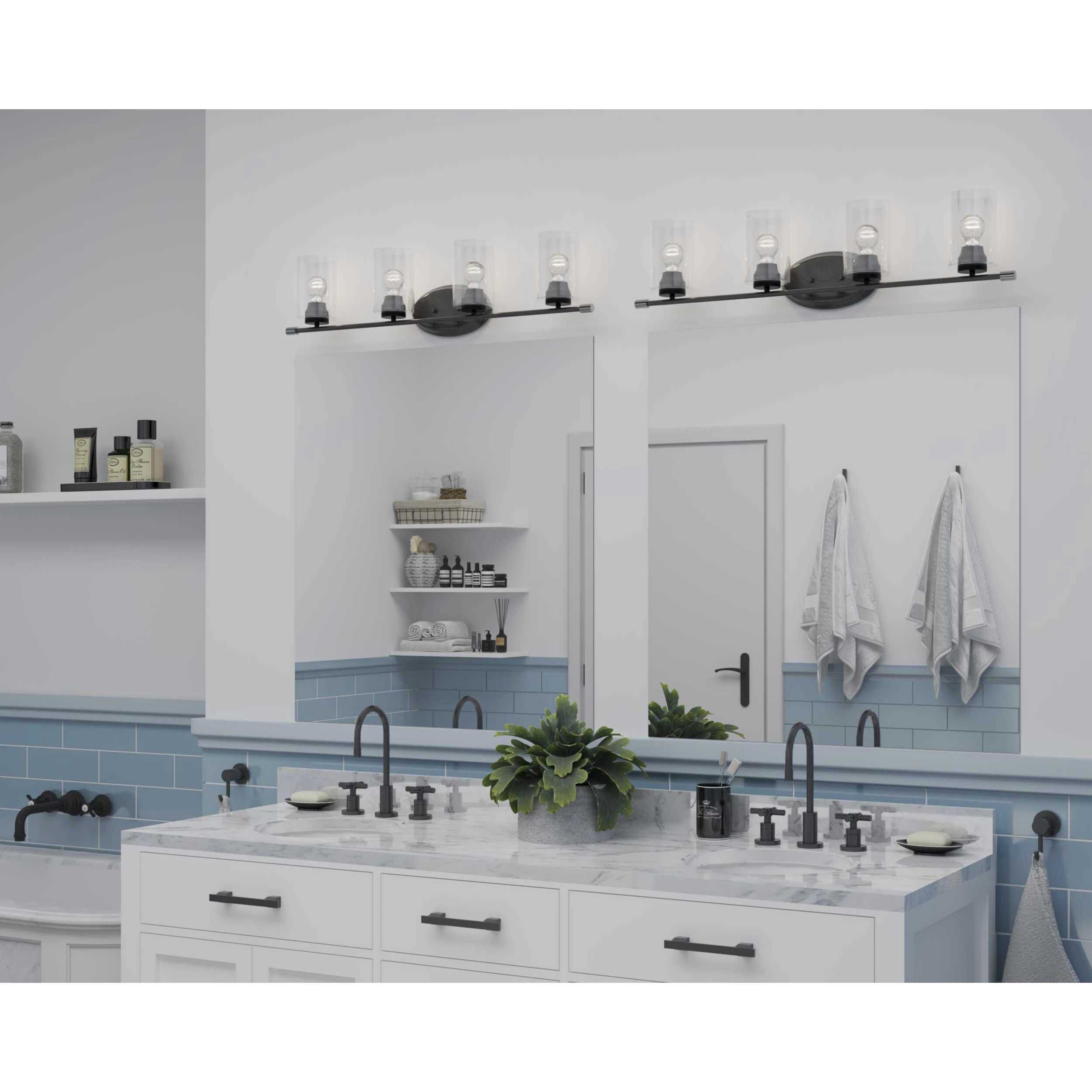 Riley 4 Light 34 inch Matte Black Bath Vanity Wall Light